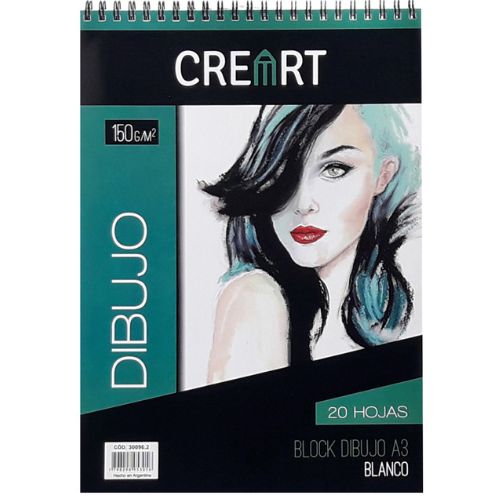  BLOCK DE DIBUJO CREART ESPIRALADO 150GR A3 X20 HOJAS