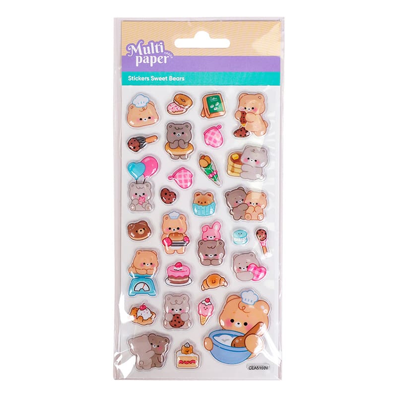  STICKERS MULTIPAPER TINY SWEET BEAR X6