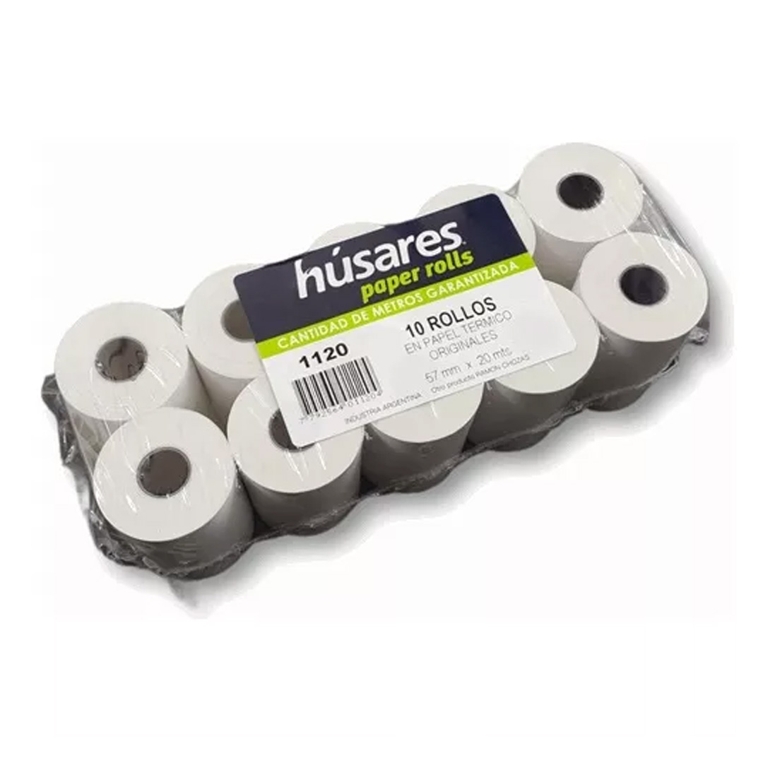 ROLLO HUSARES PAPEL TERMICO 57MM X20 X10
