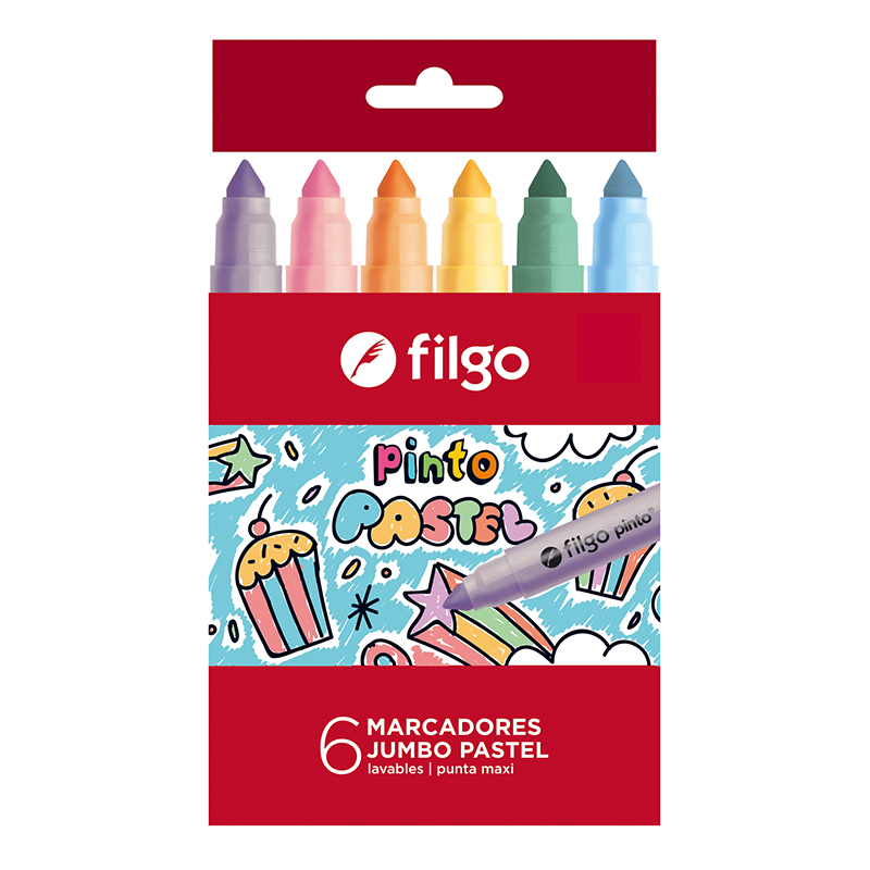  MARCADOR ESCOLAR FILGO PINTO JUMBO X6PASTEL