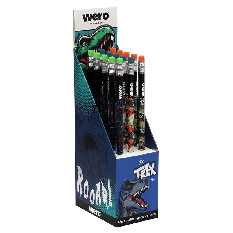  LAPIZ GRAFITO GOMA WERO DISPLAY X15DINO