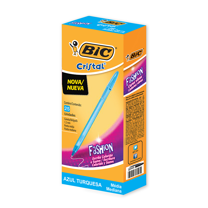  BOLIGRAFO BIC CRISTAL FASHION 1.2MM  TURQUESA X25