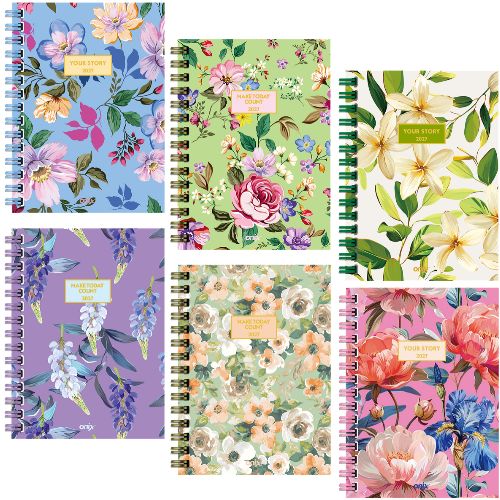  AGENDA ONIX 10X15 N6 ESPIRAL DIA POR  PAGINA FLORAL