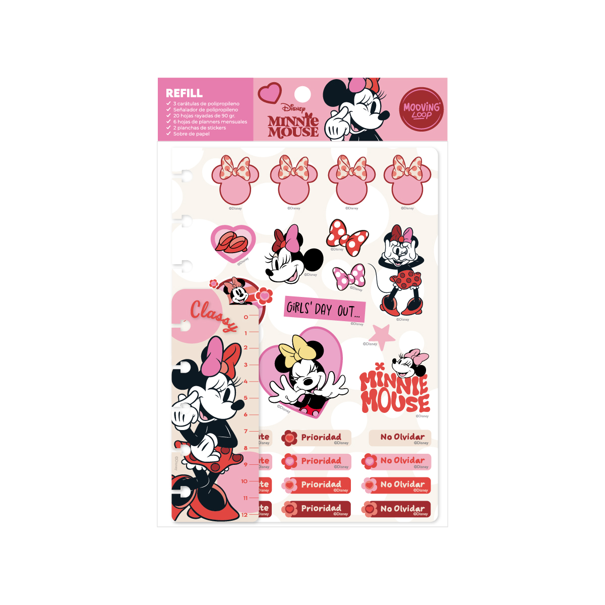  REPUESTO CUADERNO MOOVING LOOP A5;
MINNIE MOUSE RAYADO