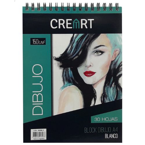  BLOCK DIBUJO CREART ESPIRALADO 150GR A4 X30 HOJAS