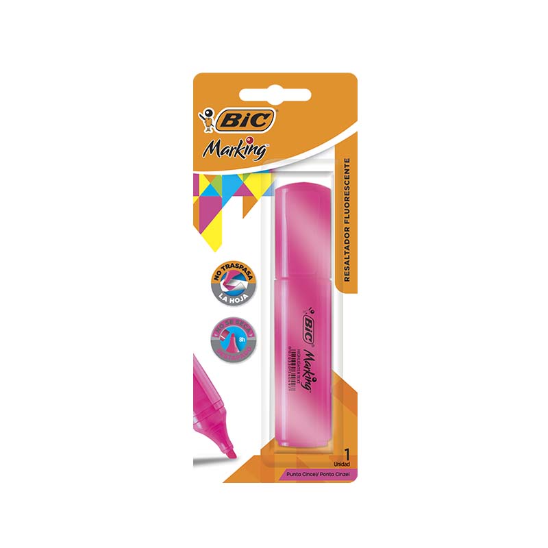  RESALTADOR CHATO BIC BLISTER X1 FLUO  ROSA