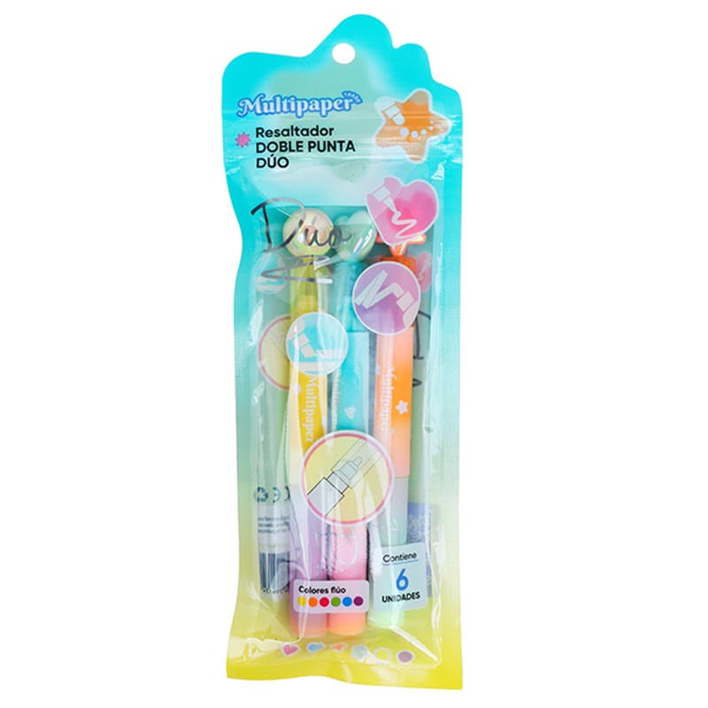  RESALTADOR MINI MULTIPAPER DOBLE PUNTA;
X6 FLUO