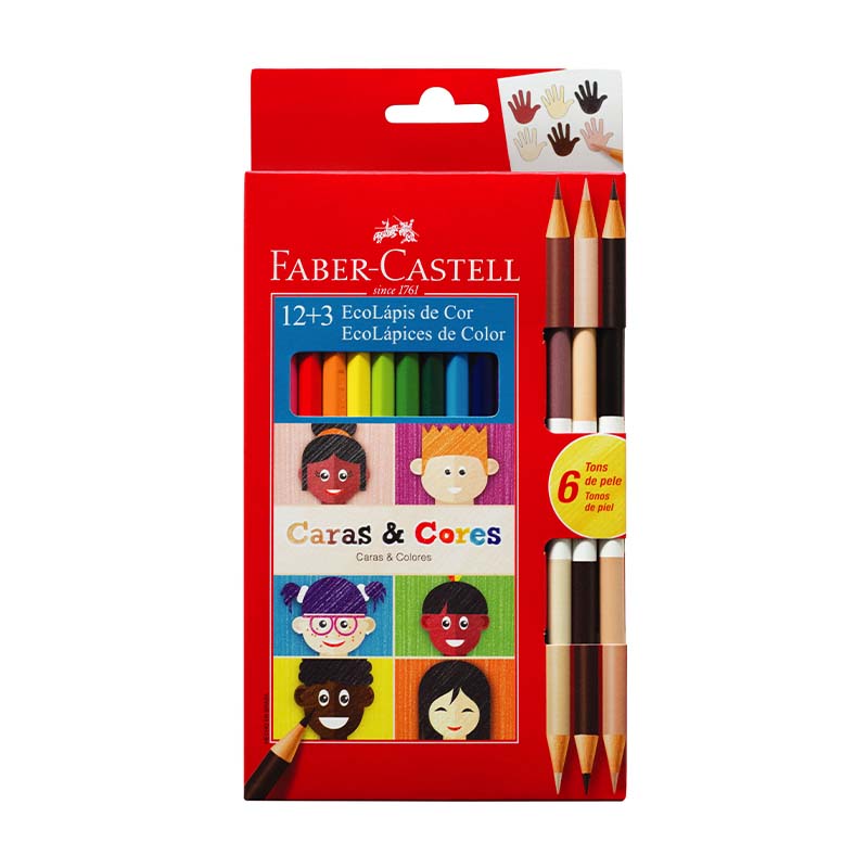  LAPIZ COLOR FABER ECOLAPIZ CARAS X 12 + 3