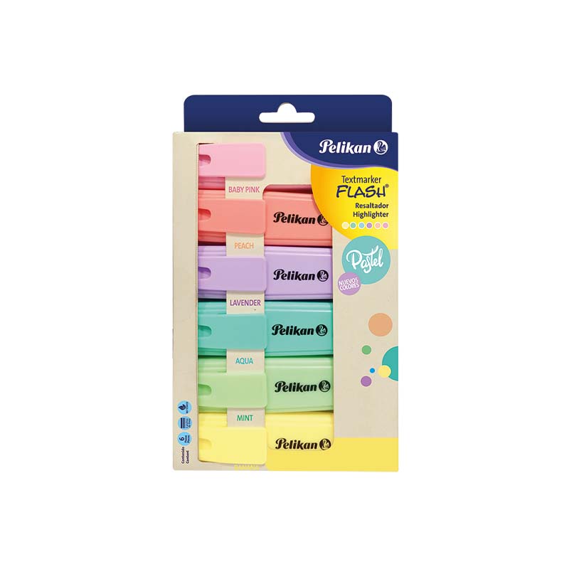  RESALTADOR CHATO PELIKAN BLISTER X6  PASTEL SURTIDO