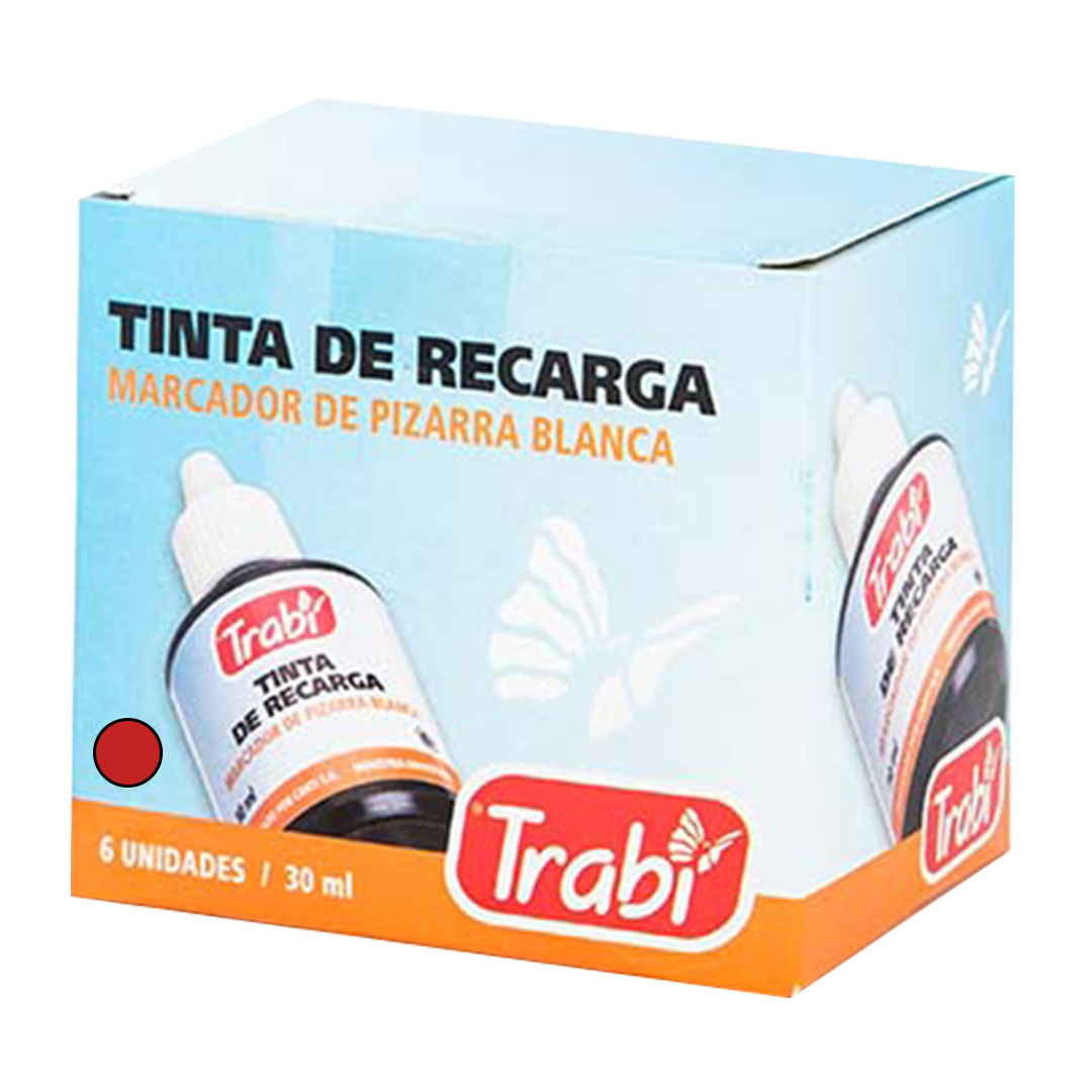  TINTA PARA MARCADOR PIZARRA TRABI 30CM;
CAJA X6 ROJO