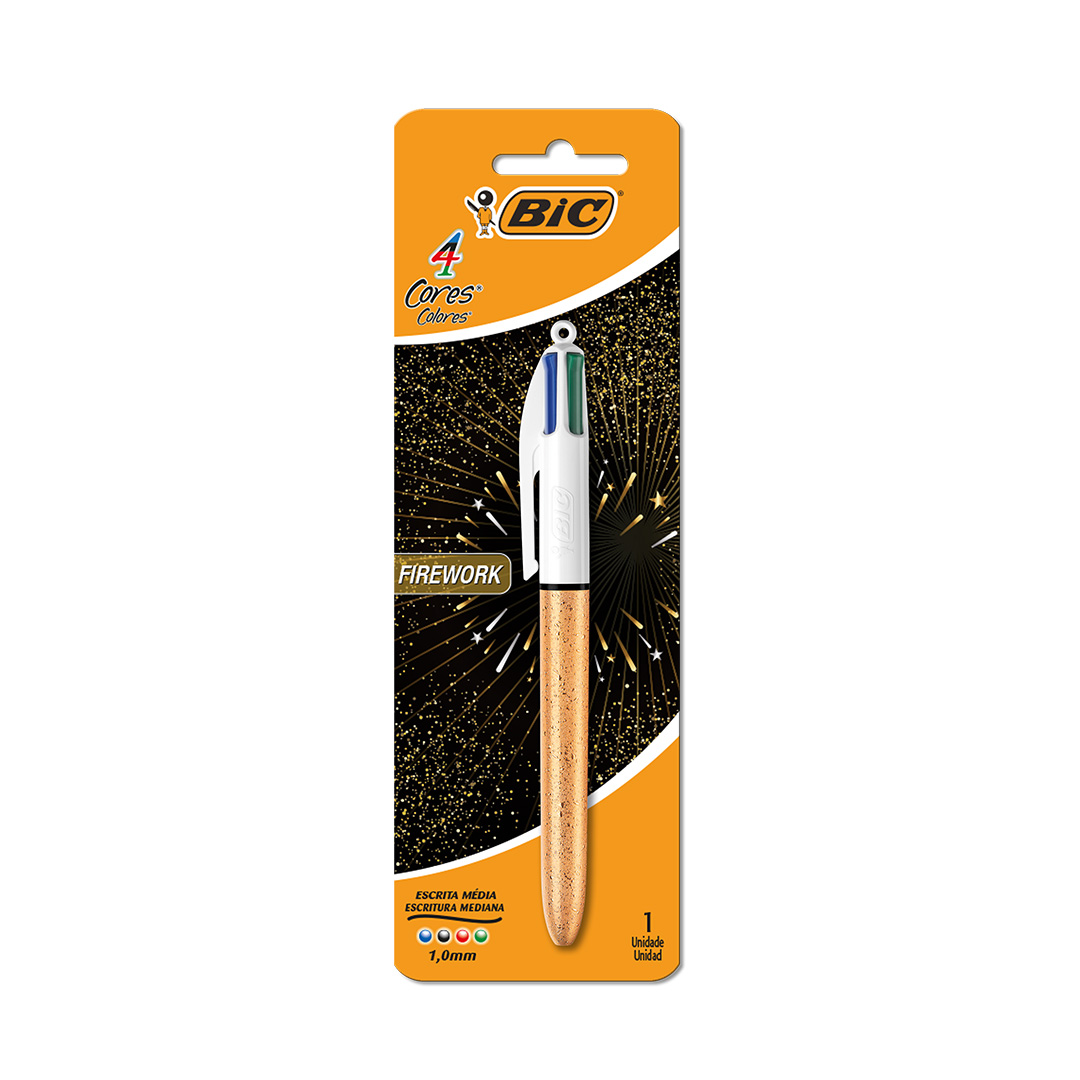  BOLIGRAFO RETRACTIL BIC 4 COLORES  FIREWORK BLISTER X1