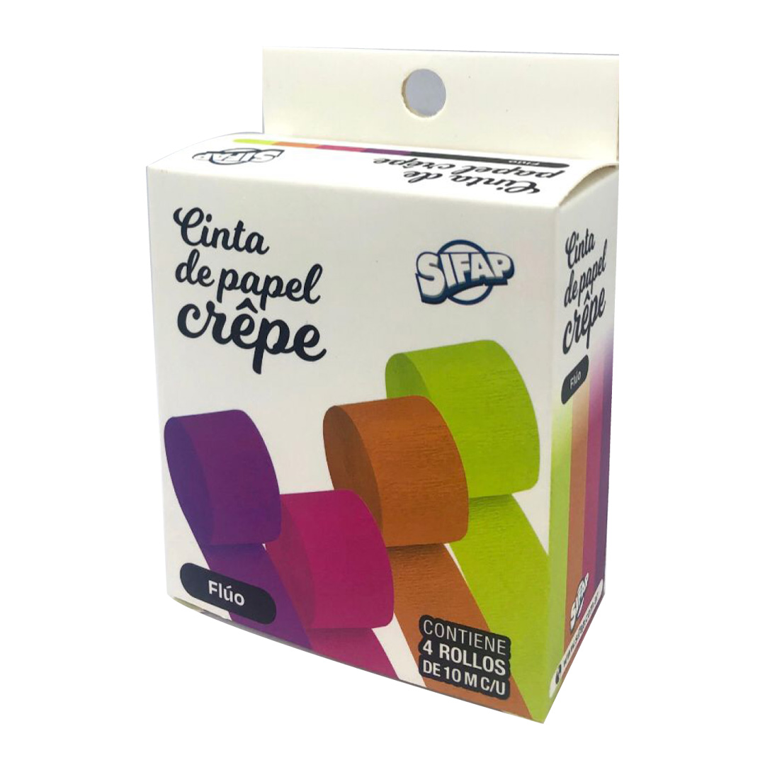  PAPEL CREPE EN CINTA SIFAP FLUO X4