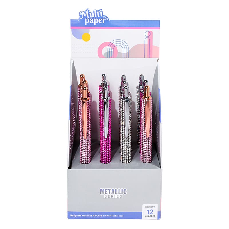  BOLIGRAFO RETRACTIL MULTIPAPER METALICO 1MM TINTA AZUL CLASSIC X12