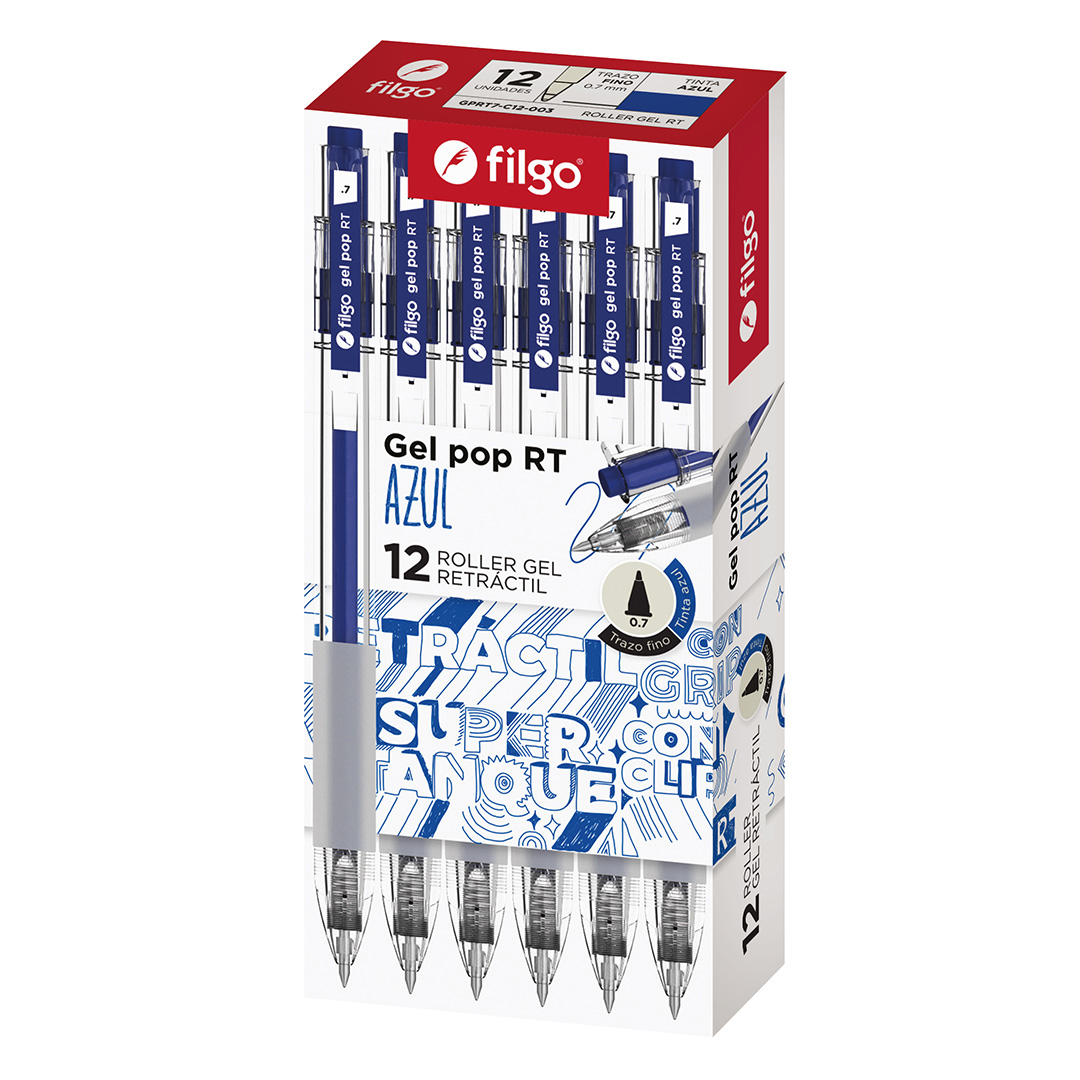 ROLLER GEL FILGO POP RETRACTIL X12 AZUL