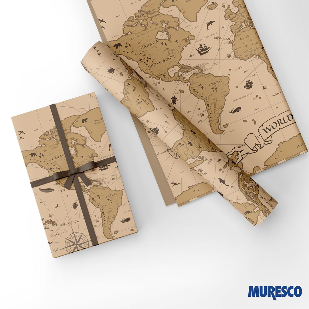  PAPEL REGALO KRAFT PREMIUM MURESCO X10H WORLD MAP