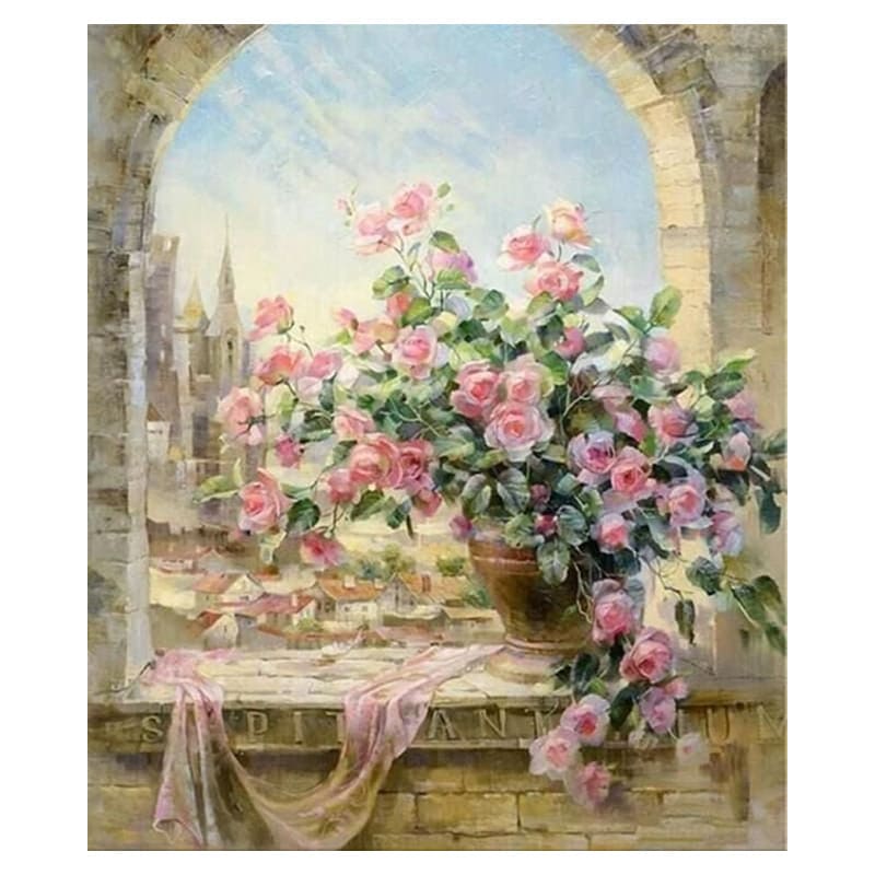  DIAMOND PAINTING 40X50 FLORES ROSAS  GC74030 EN ESTUCHE