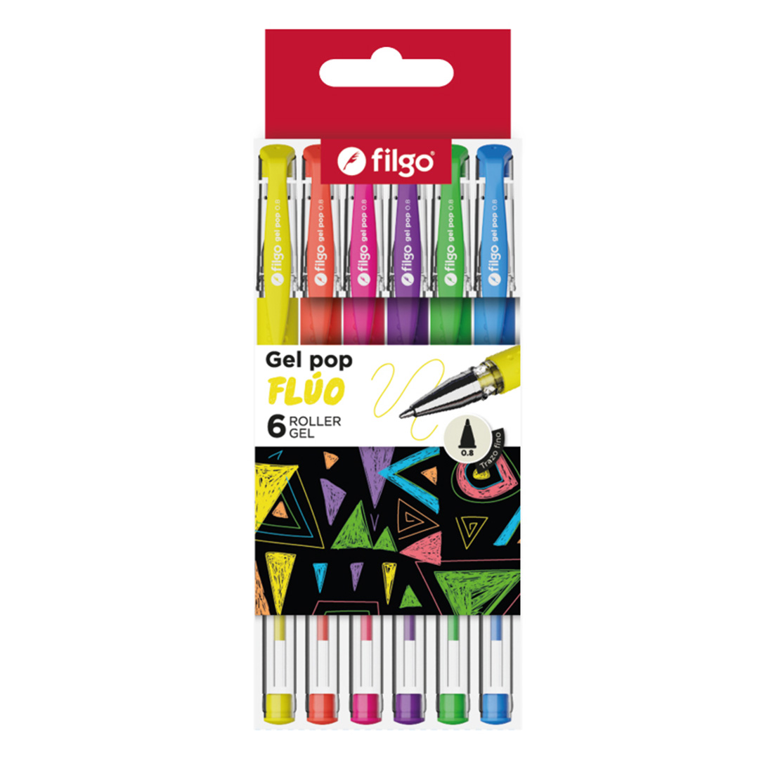  ROLLER GEL FILGO POP BLISTER X6 COLORES FLUO