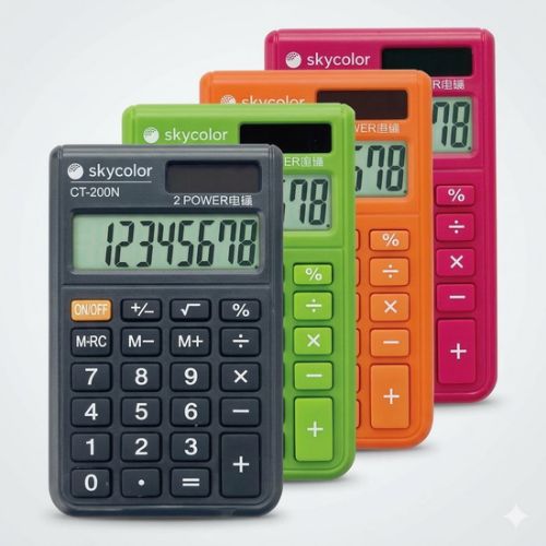  CALCULADORA SKYCOLOR CT200N 62X96MM 8DIGITOS COLORES SURTIDAS BLISTER X1