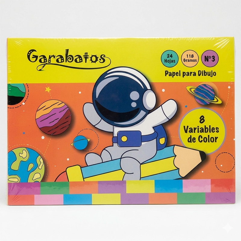  BLOCK DE DIBUJO GARABATOS N3 23X16 X 20 HOJAS COLOR