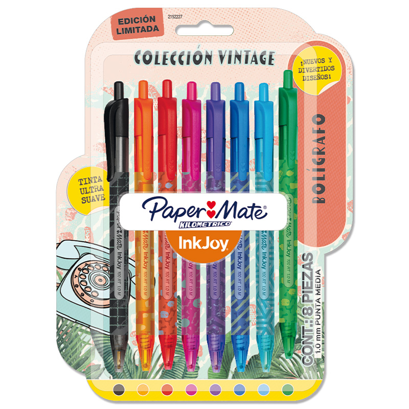  BOLIGRAFO RETRACTIL PAPER MATE KM 100INKJOY VINTAGE BLISTER X8 SURTIDO