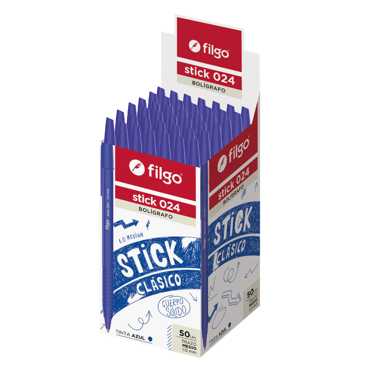  BOLIGRAFO FILGO STICK 024 1MM CLASICOAZUL X50