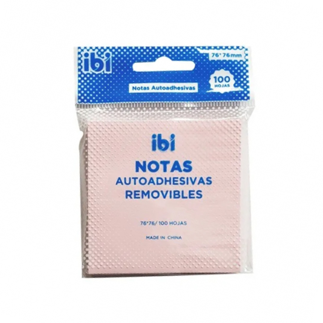  NOTA ADHESIVA IBI 76X76 100 HOJAS  PASTEL ROSA