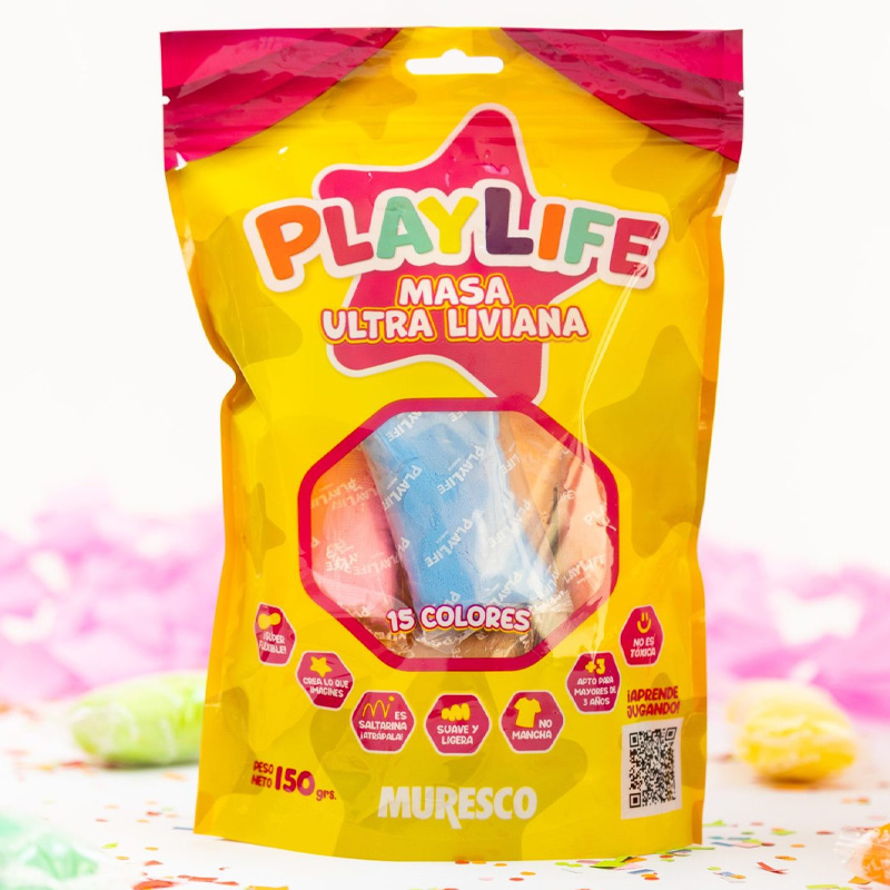  MASA MODELAR PLAYLIFE ULTRA LIVIANA;
150GR 15 COLORES
