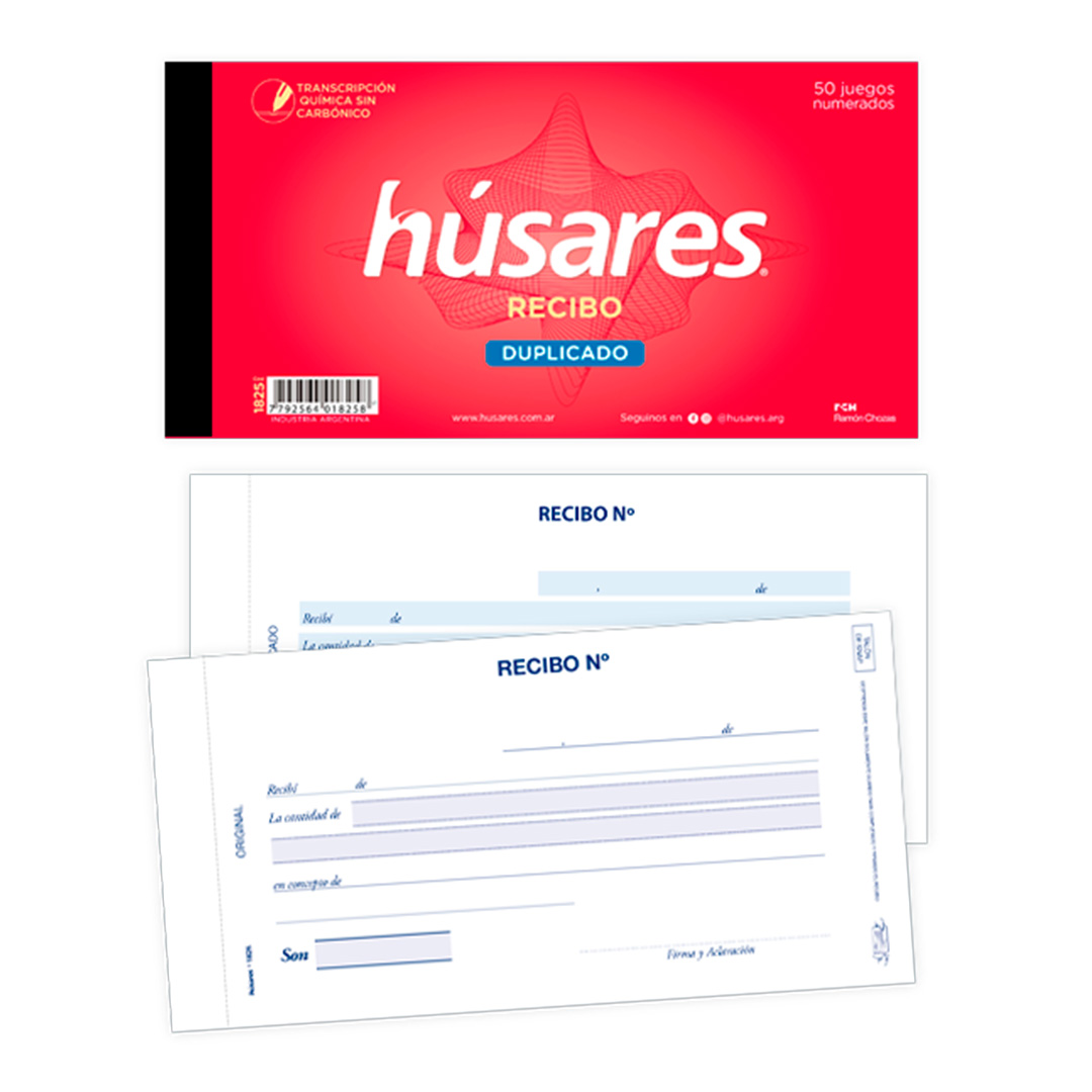  TALONARIO HUSARES 1825 RECIBO DUPLICADO 10X21