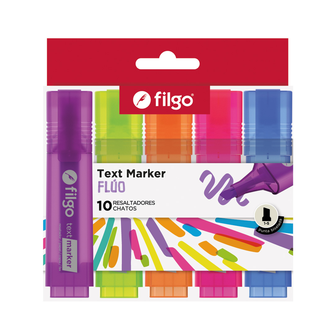 RESALTADOR CHATO FILGO X10 FLUO SURTIDOS