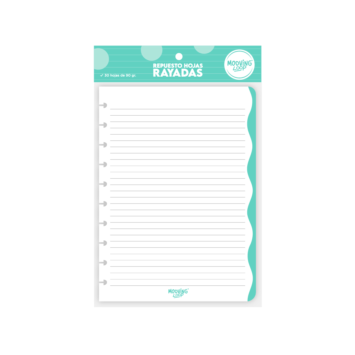  REPUESTO CUADERNO MOOVING LOOP A5  RAYADO X 30 HOJAS