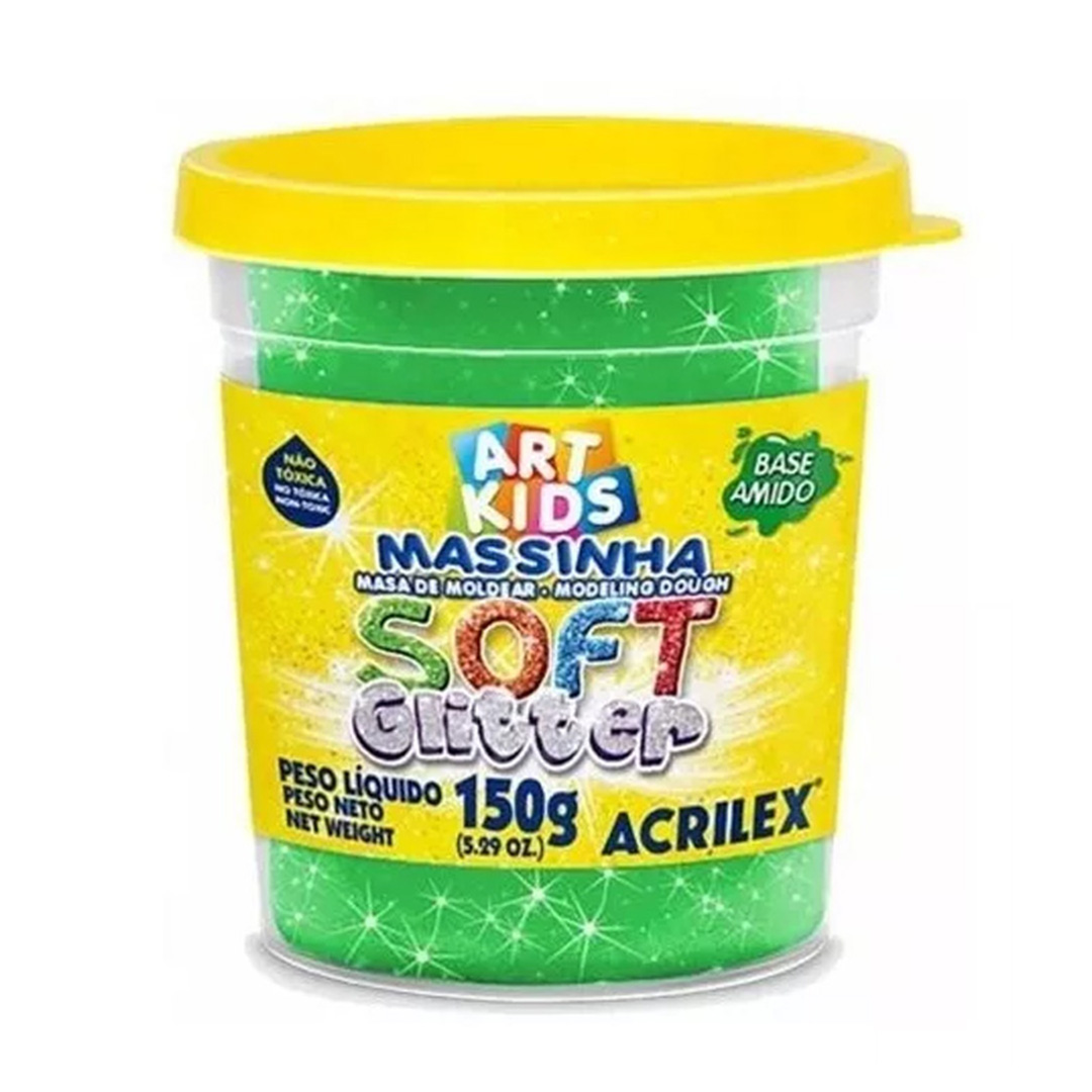  MASA MODELAR SOFT ACRILEX GLITTER POTE;
150G VERDE X6