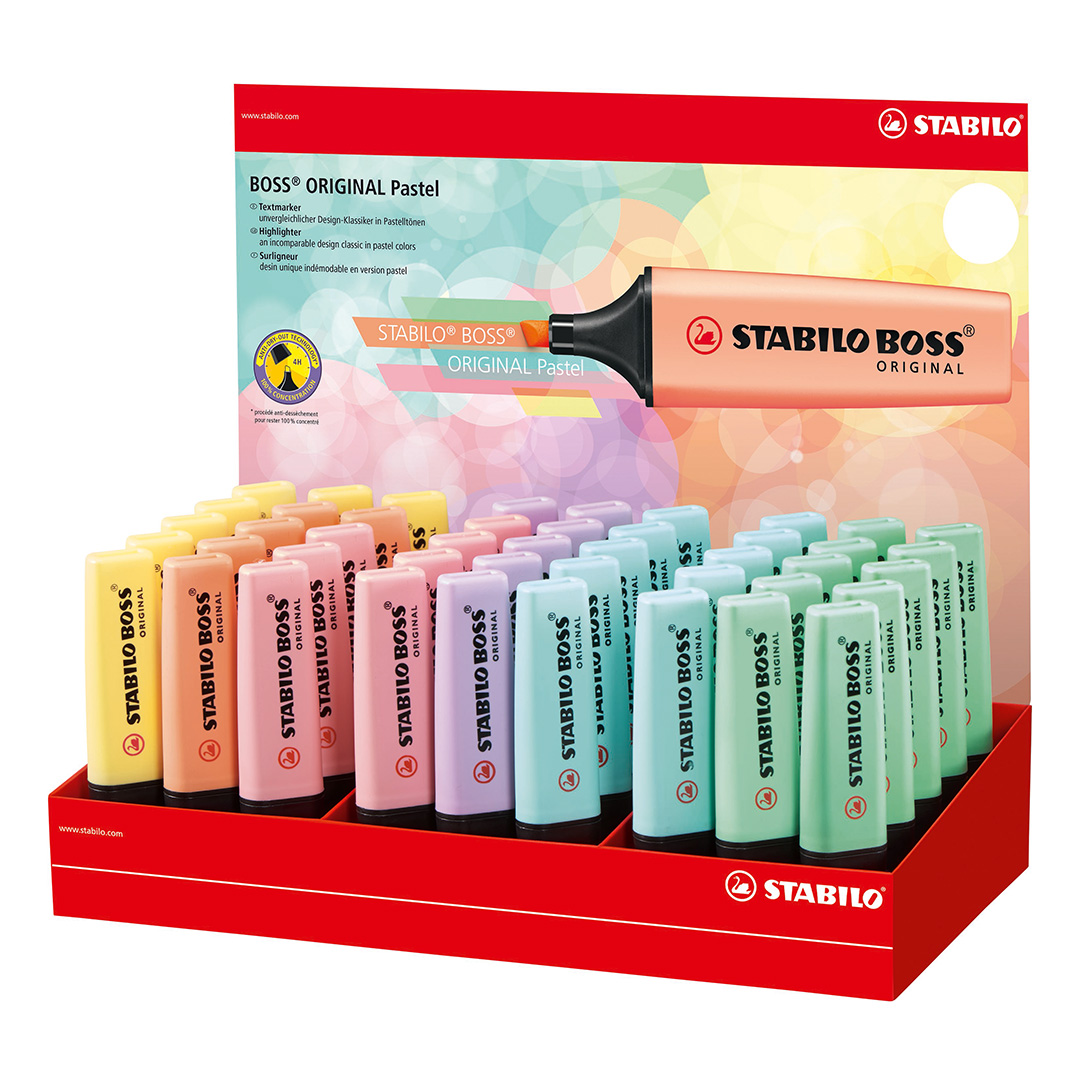  RESALTADOR CHATO STABILO BOSS PASTEL  DISPLAY X45 SURTIDO