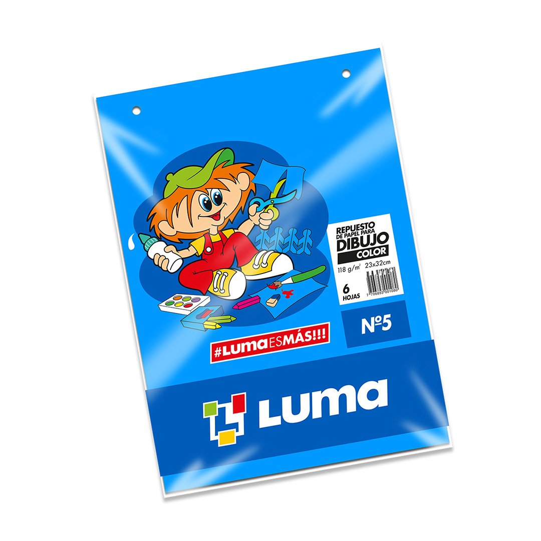  REPUESTO DIBUJO N5 LUMA X 6 HOJAS COLOR