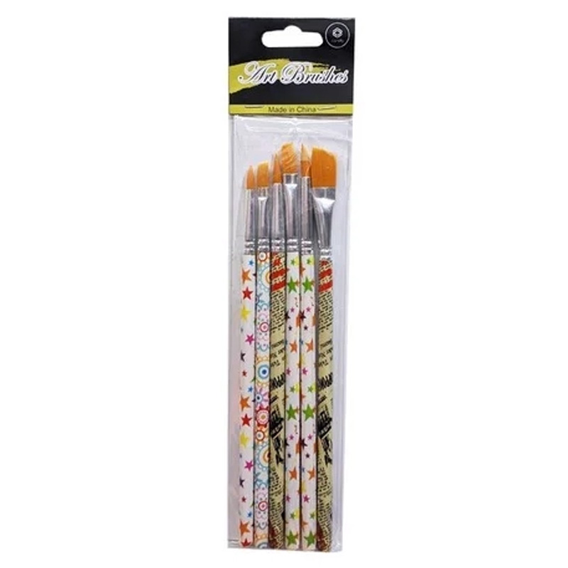  PINCEL CONDA SET X6 PIEZAS (3 ANGULAR 3 REDONDO)