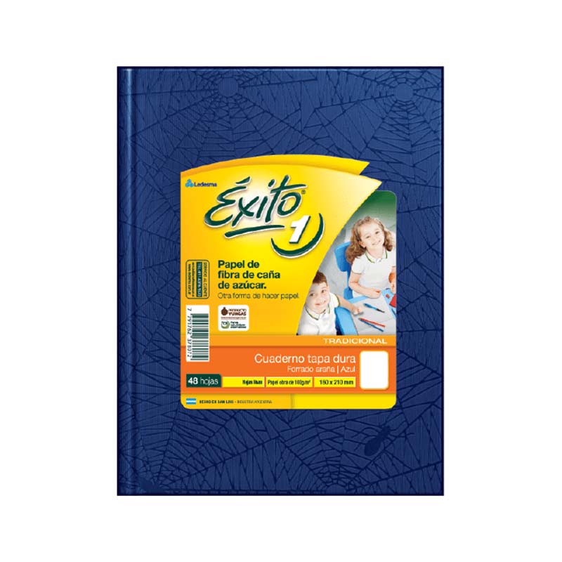  CUADERNO EXITO 16X21 TAPA CARTON FORRADO  AZUL 48 HOJAS LISO