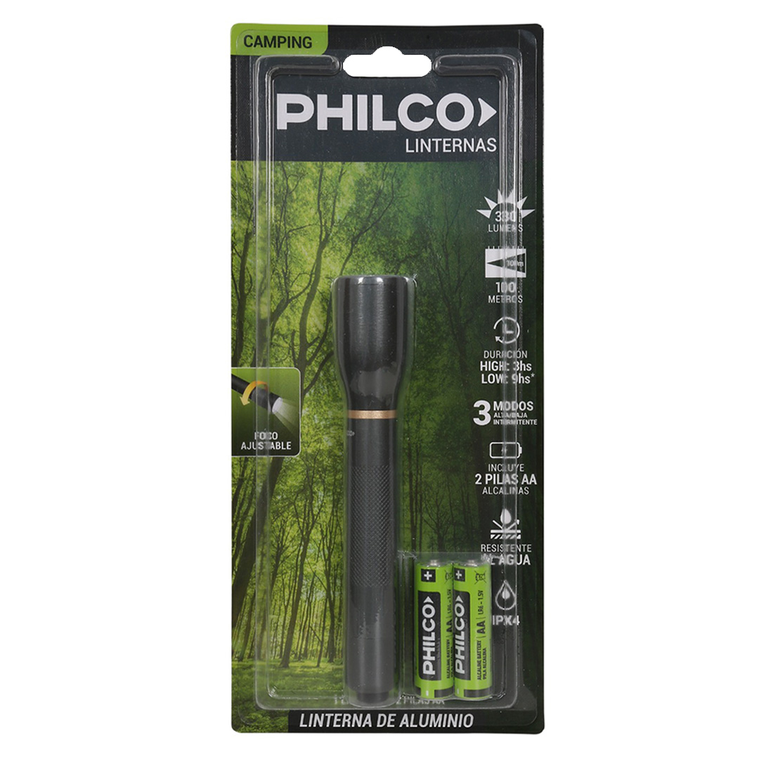  LINTERNA PHILCO CAMPING + 2 PILAS AA 330  LUMENES