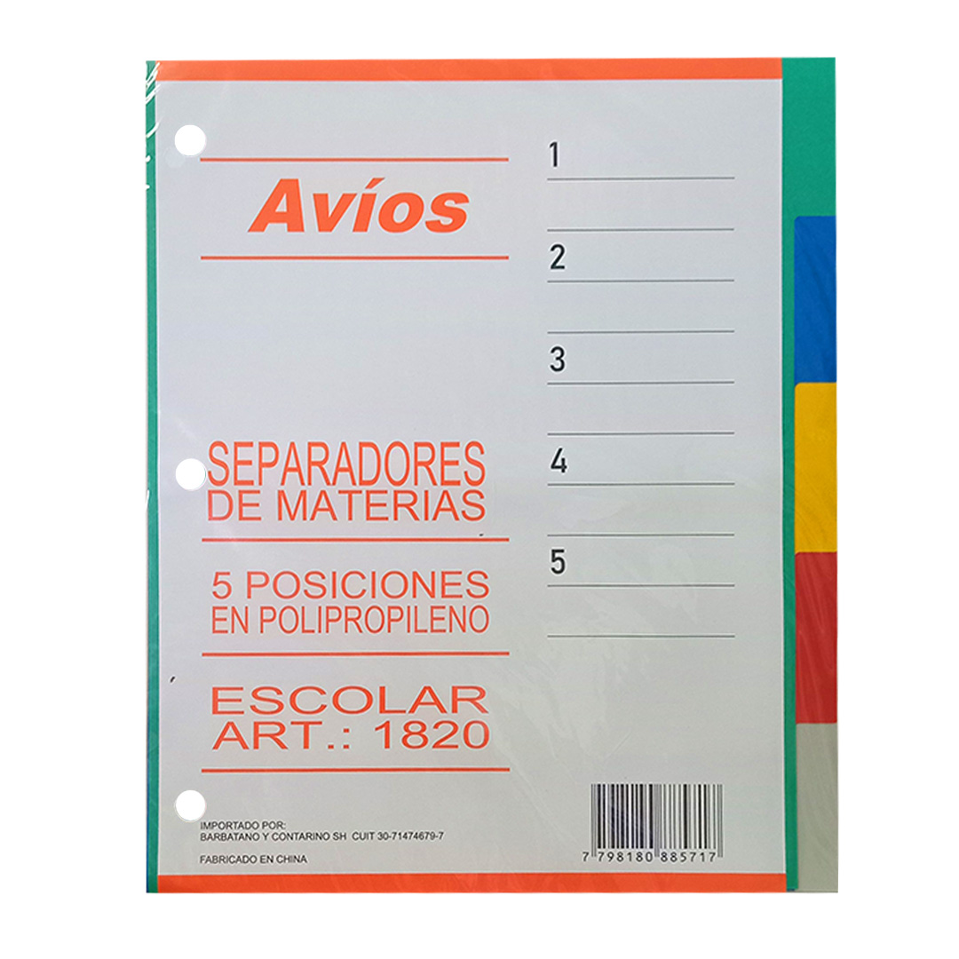  SEPARADOR N3 AVIOS 5 POSICIONES  POLIPROPILENO