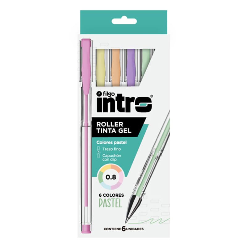  ROLLER GEL INTRO BLISTER X6 PASTEL  SURTIDO