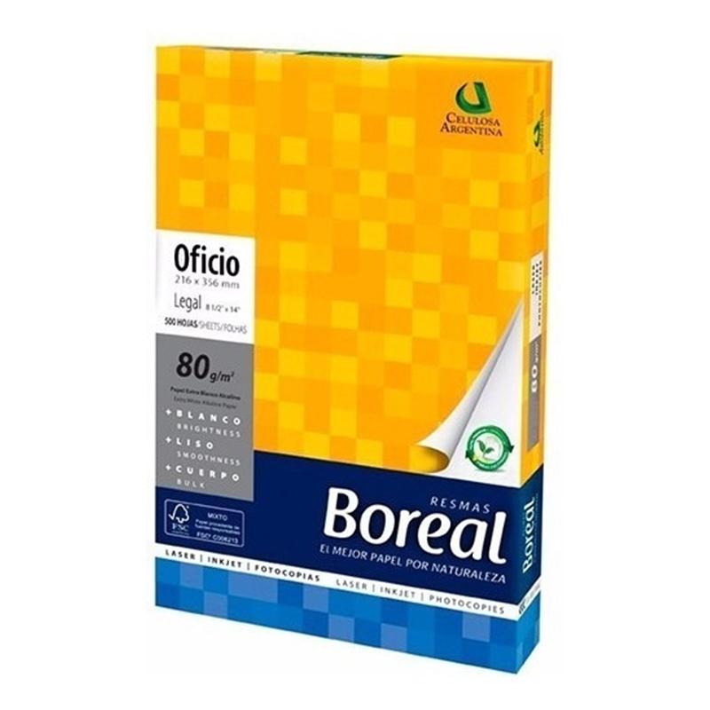  RESMA OFICIO 80 GRAMOS BOREAL 500 HOJAS
