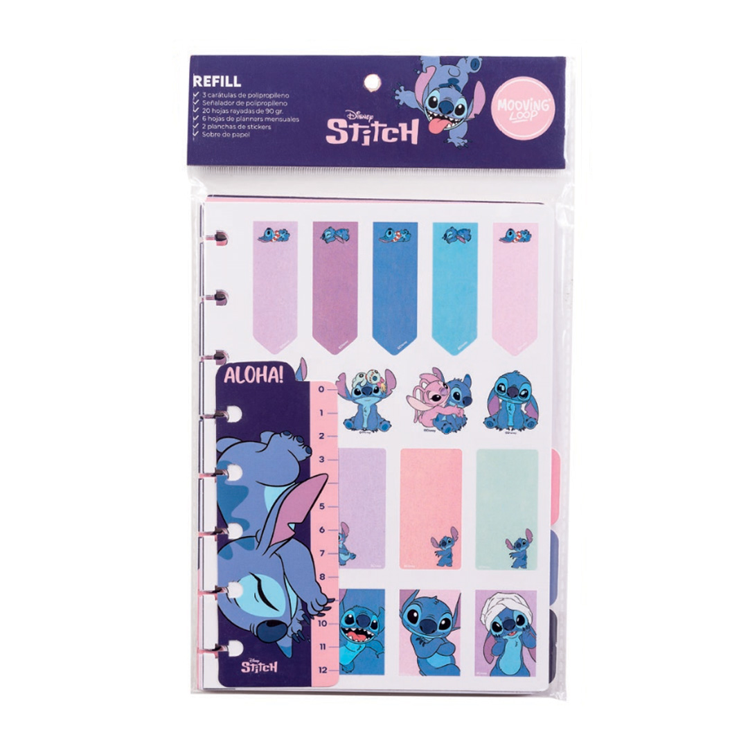  REPUESTO CUADERNO MOOVING LOOP A5  STITCH RAYADO X 30 HOJAS