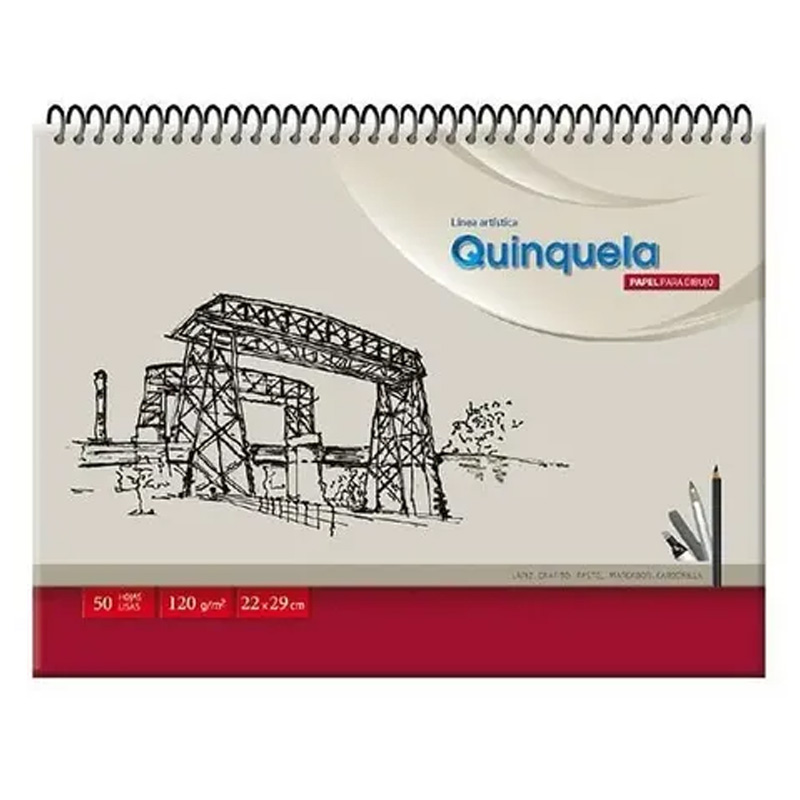  BLOCK DE DIBUJO QUINQUELA A4 ESPIRALADO 120GR 50 HOJAS BLANCAS LISAS