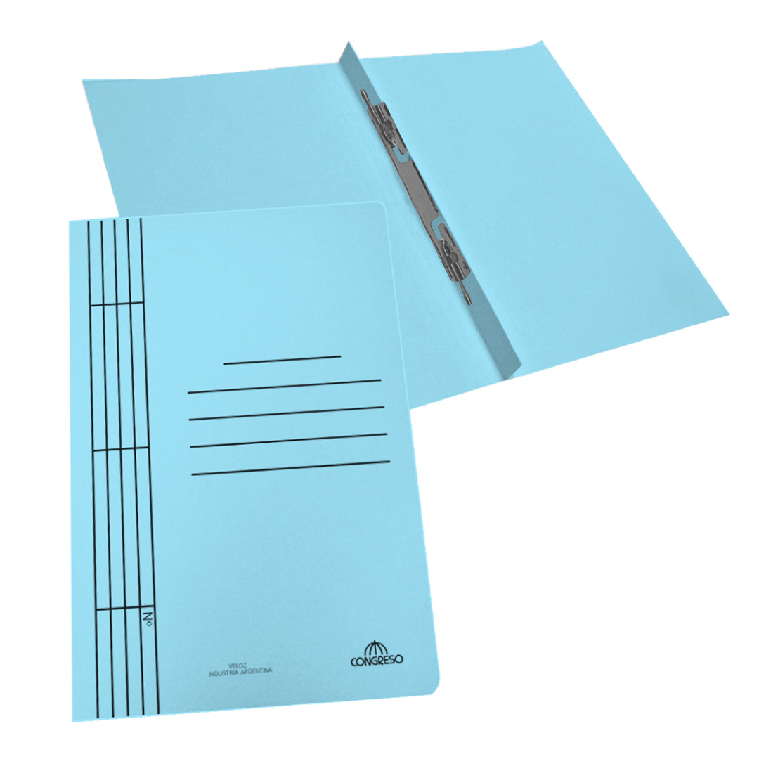 CARPETA BROCHE ESPIRAL CONGRESO OFICIO170GR CELESTE X50