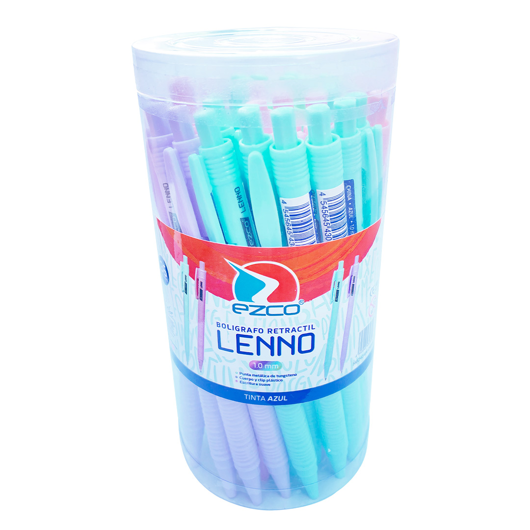  BOLIGRAFO RETRACTIL EZCO LENNO AZUL X36 SURTIDO PASTEL