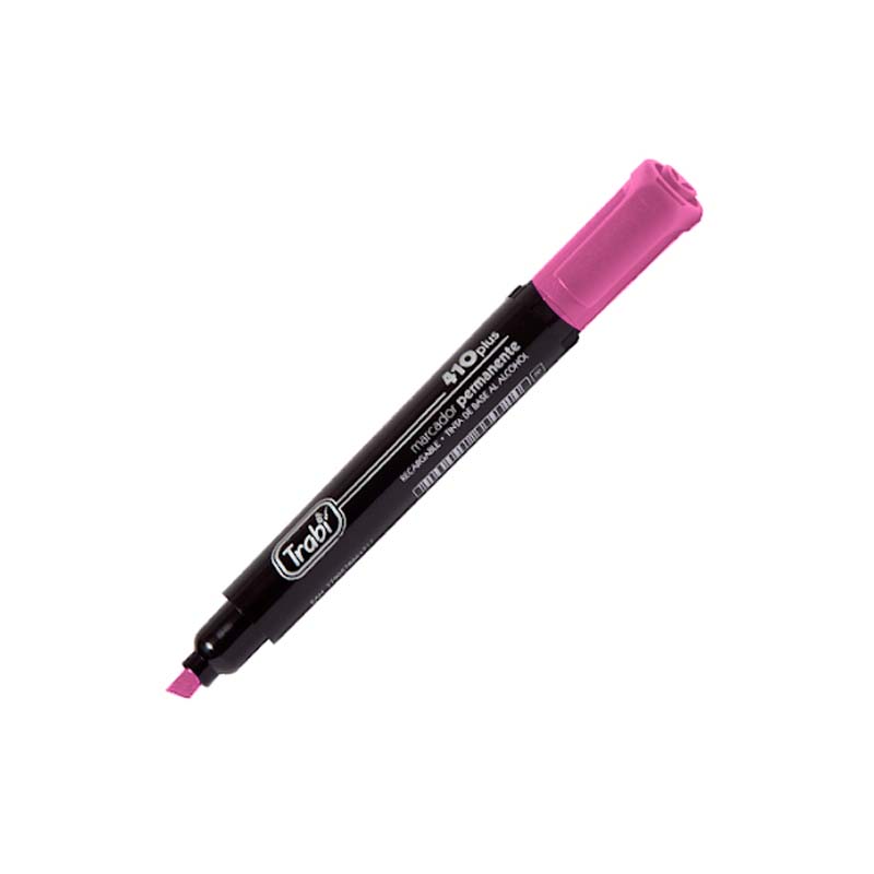  MARCADOR PERMANENTE TRABI 410 PLUS PUNTA  BISELADA X12 ROSA