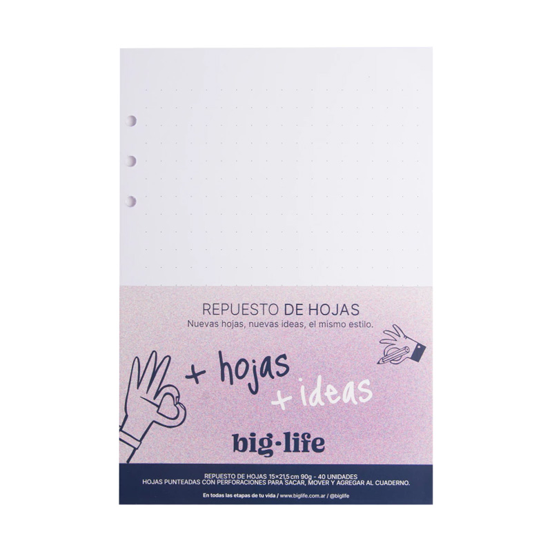  REPUESTO HOJAS BIG LIFE 16X22 PUNTEADAS