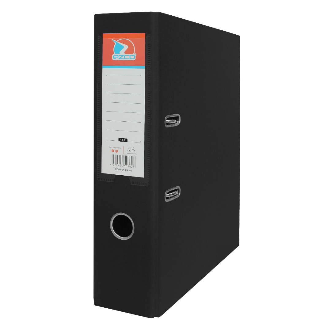  BIBLIORATO A4 EZCO PLASTICO PALANCA  ALTA NEGRO