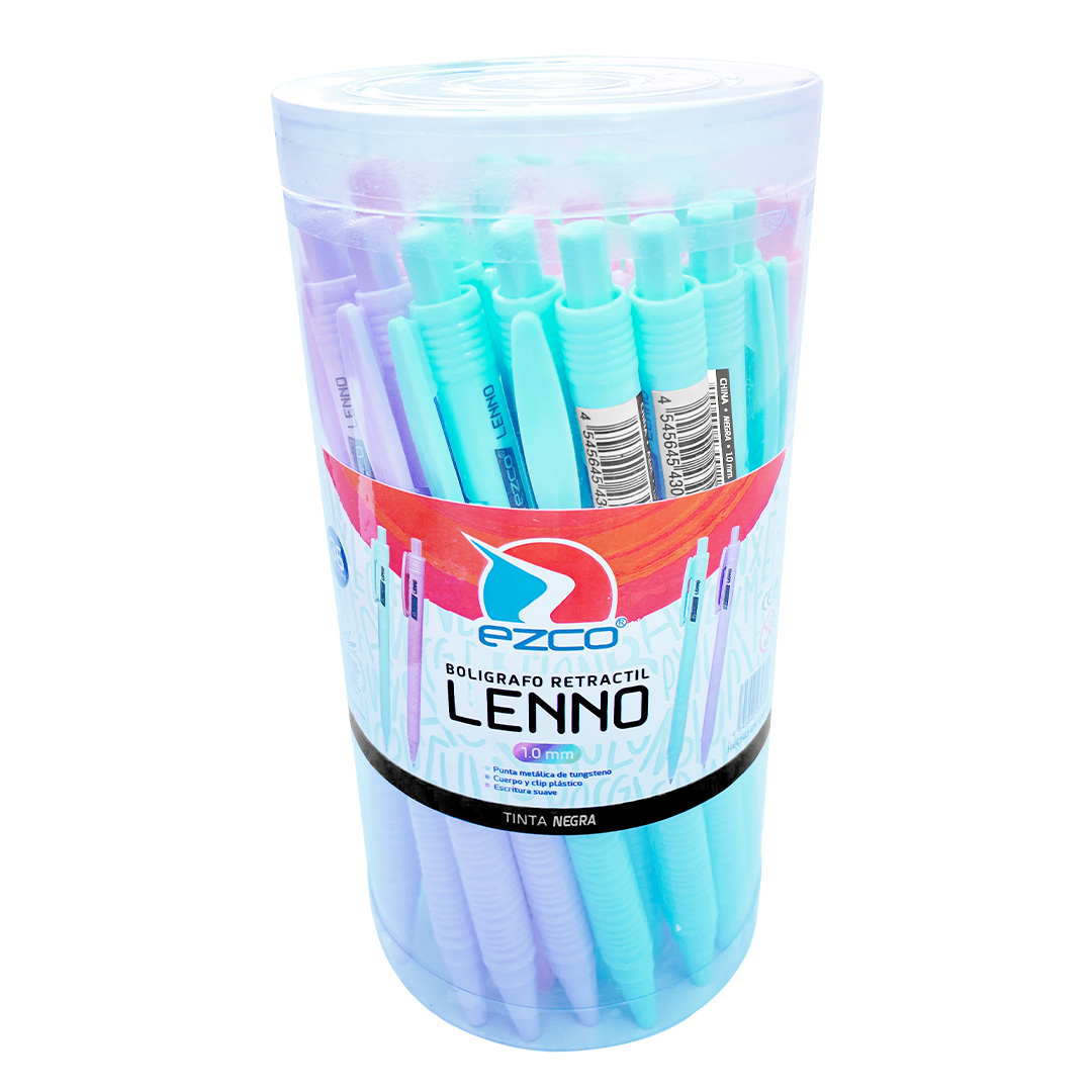  BOLIGRAFO RETRACTIL EZCO LENNO NEGRO X36  SURTIDO PASTEL