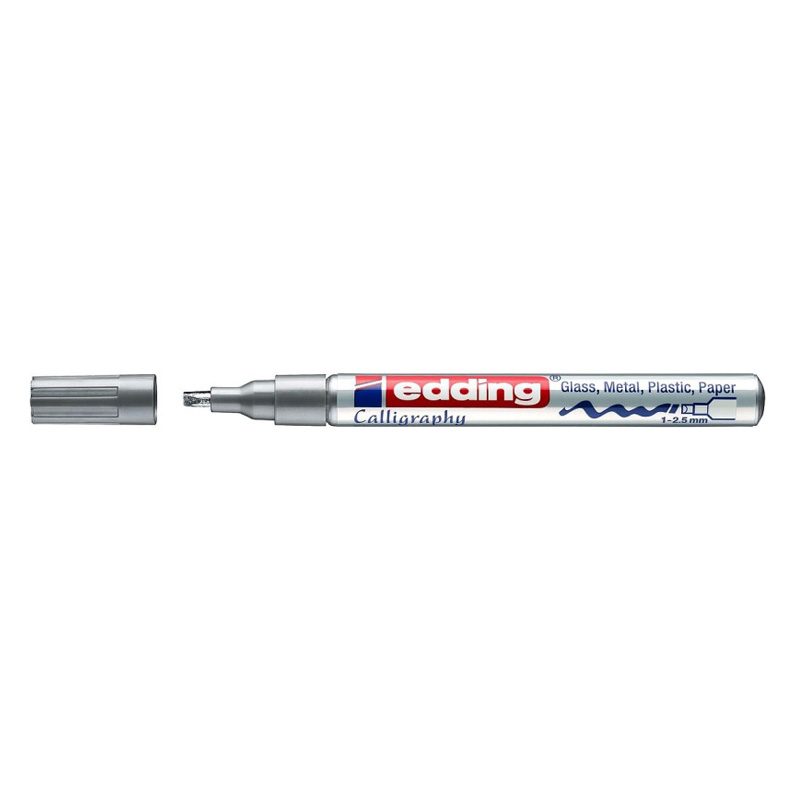  MARCADOR PERMANENTE EDDING ESMALTE FINO BISELADA E-753 PLATA