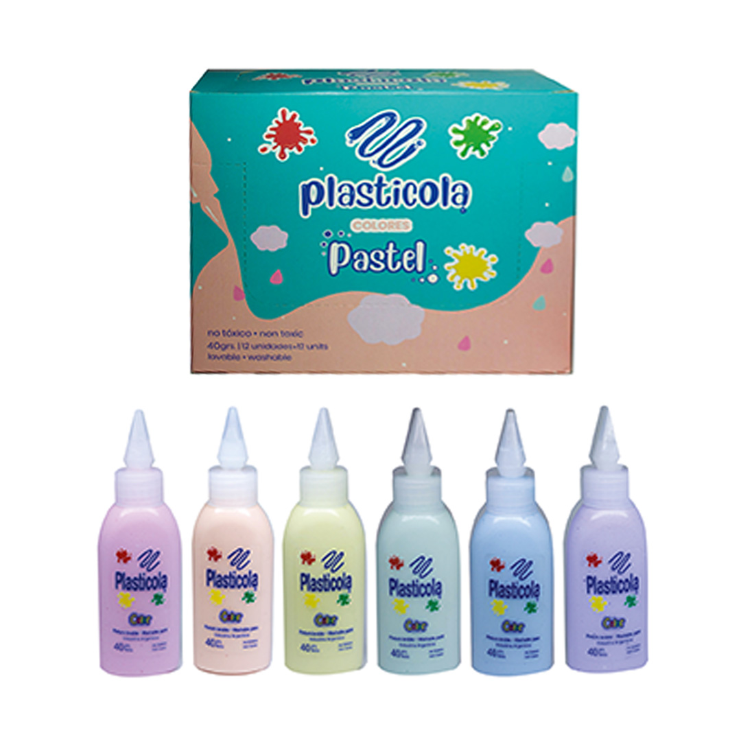  ADHESIVO COLOR PLASTICOLA 35GR PASTELSURTIDO X12