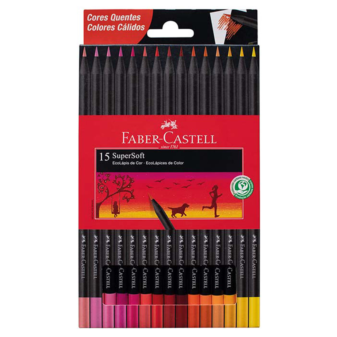  LAPIZ COLOR FABER SUPER SOFT CALIDO X15